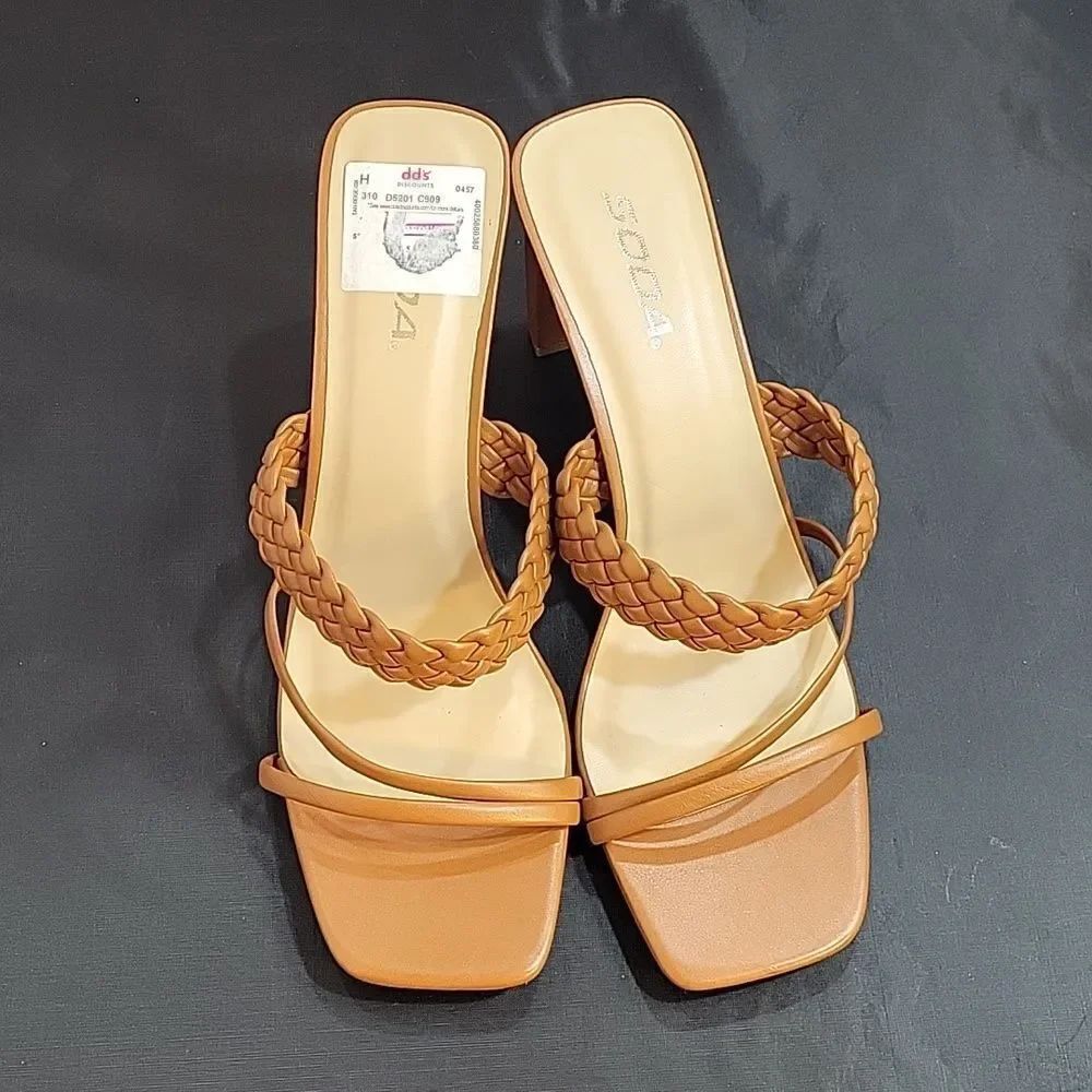 New Women's Braided Heeled Mules Square Toe Block Heel Sandals Carmen By — image 3 of 8
